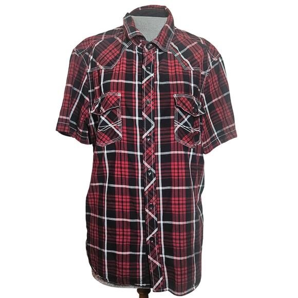 Plaid Cotton Short Sleeve Button Down Shirt Size XL - Picture 1 of 5